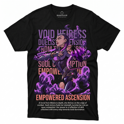 Retro Gaming Character Graphic Tee - Purple Duelist Agent Black T-Shirt for Men and Women