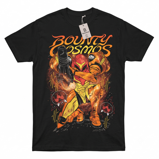 Vintage Sci-Fi Space Bounty Hunter Graphic T-Shirt - Retro Gaming Heavyweight Cotton Tee