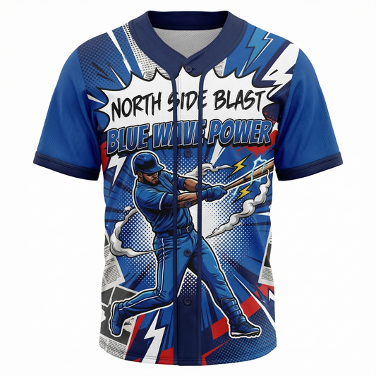 Unisex Toronto North Blue Bird Baseball Jersey - 90s Comic Bootleg AOP Button Down Shirt - Trending Home Run Graphic