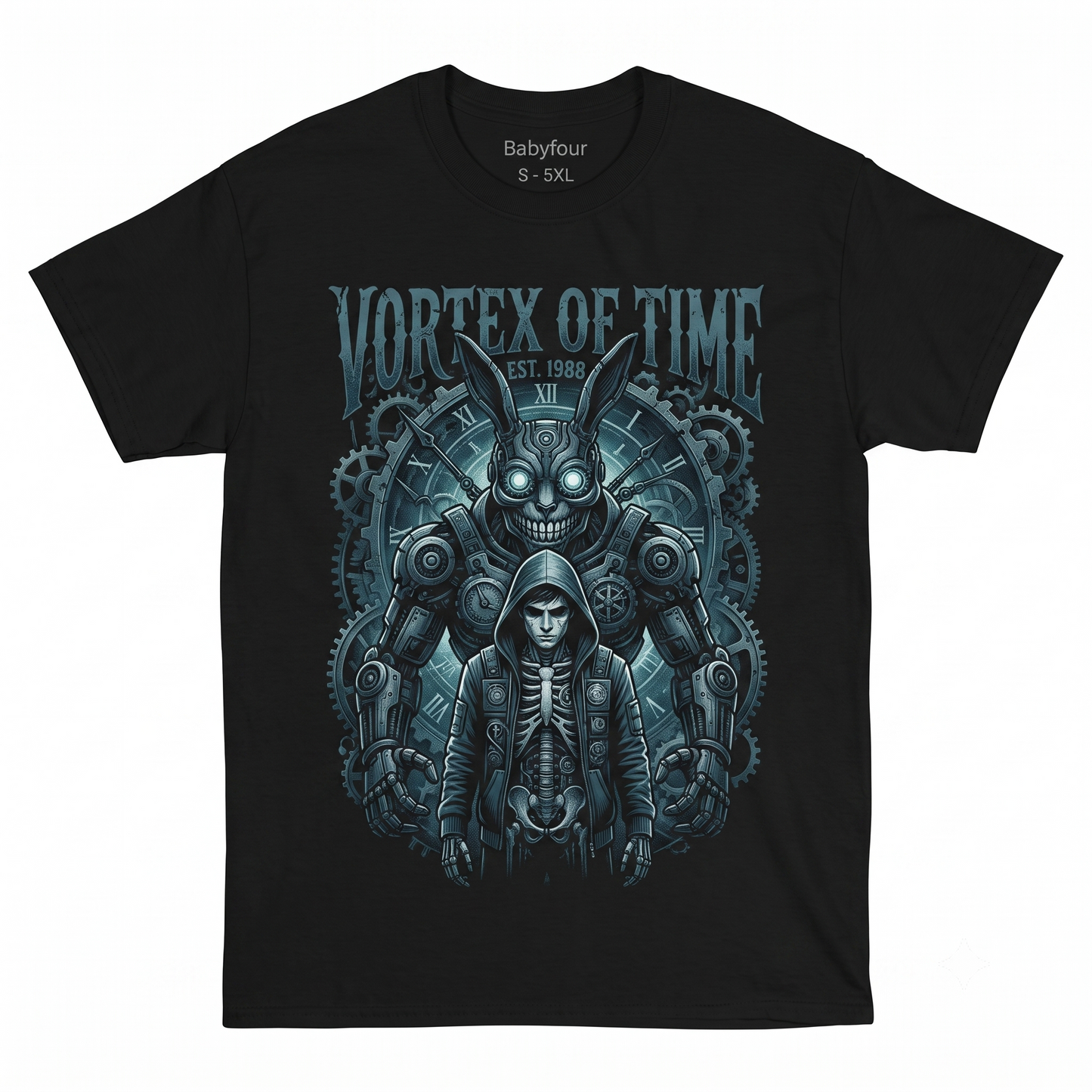 Vintage Cult Classic Time Travel Movie Graphic Tee - Scary Rabbit Silhouette Retro Fashion Unisex T-shirt