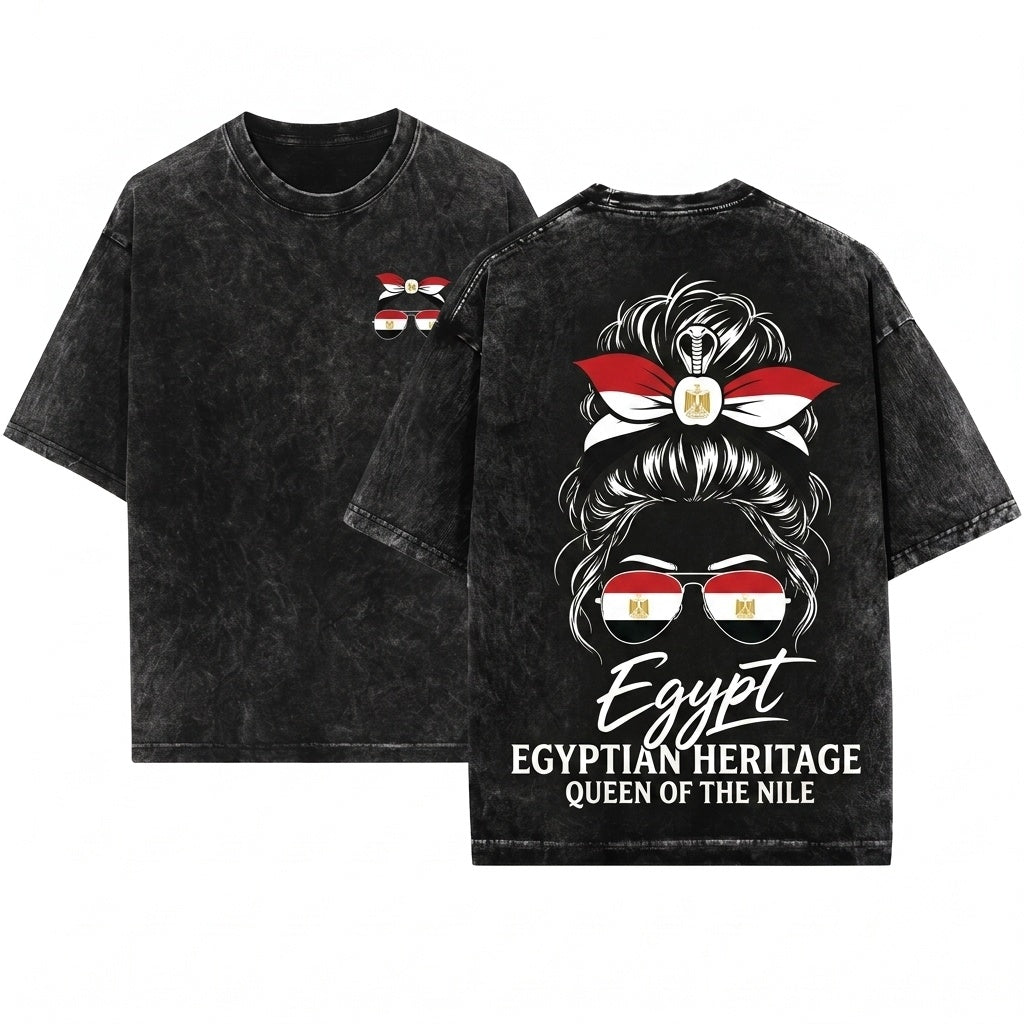 Egyptian Woman Patriotic Flag Heritage Graphic Cultural Gift Unisex Wash T-Shirt