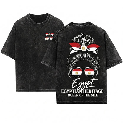 Egyptian Woman Patriotic Flag Heritage Graphic Cultural Gift Unisex Wash T-Shirt