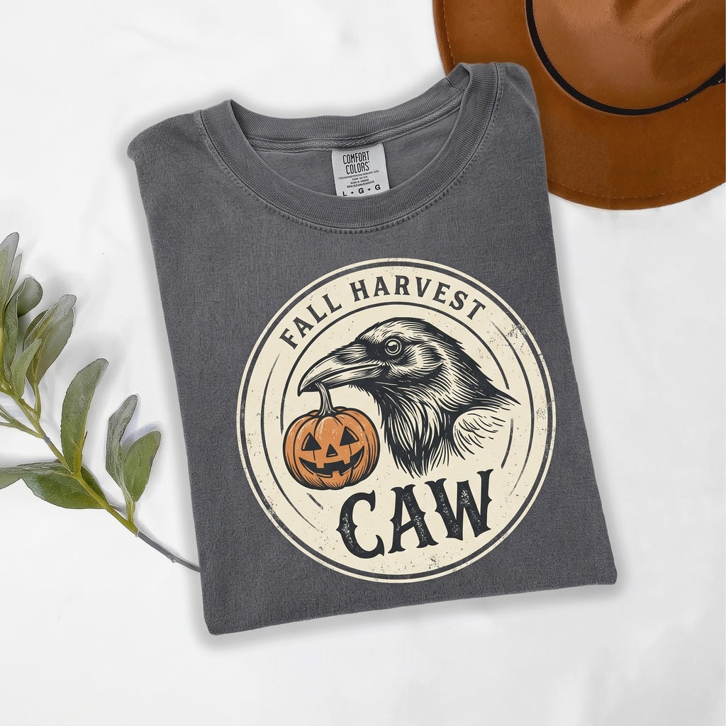 F-Caw-F Halloween Moonlit Raven Crow Pumpkin Black Bird Lover Gothic Graphic Apparel Unisex TShirt
