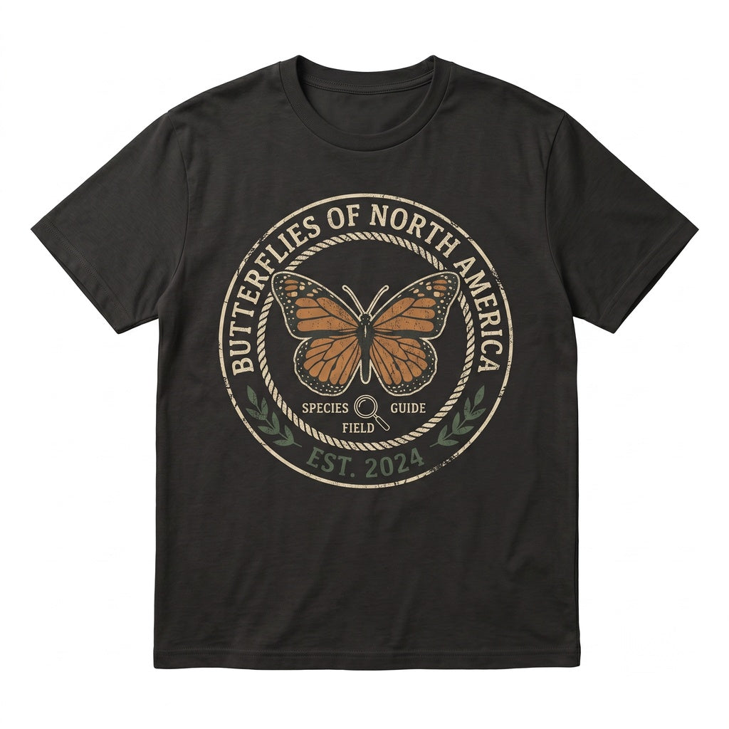 Vintage North America Butterflies Field Guide Botanical Nature Lover Gift Adult Unisex TShirt