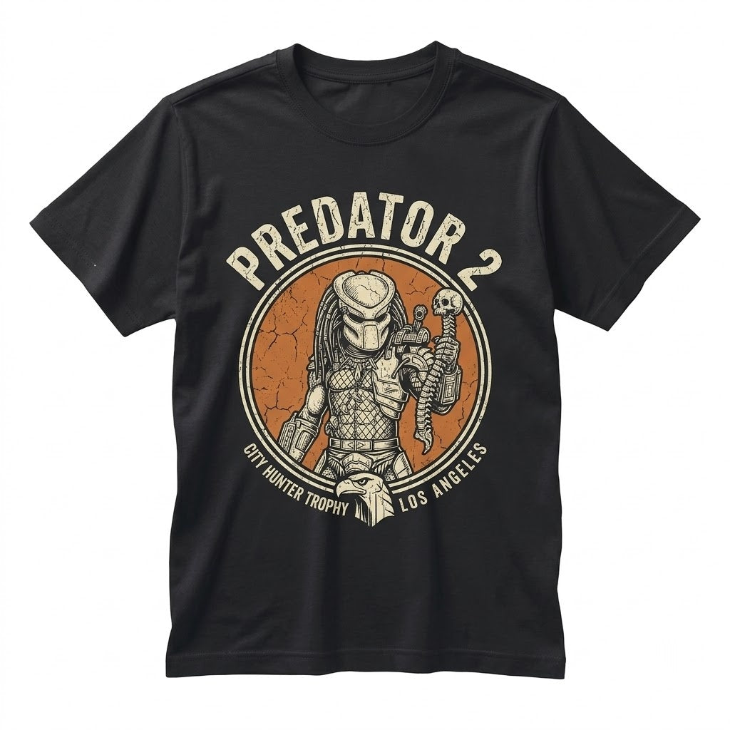 Vintage 1990 Sci-Fi Alien Hunter City Graphic Unisex TShirt