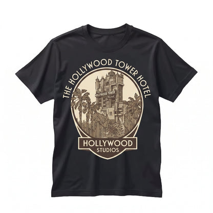 Retro Hollywood Tower Hotel Drop Ride Vintage Theme Park Graphic Apparel Unisex TShirt