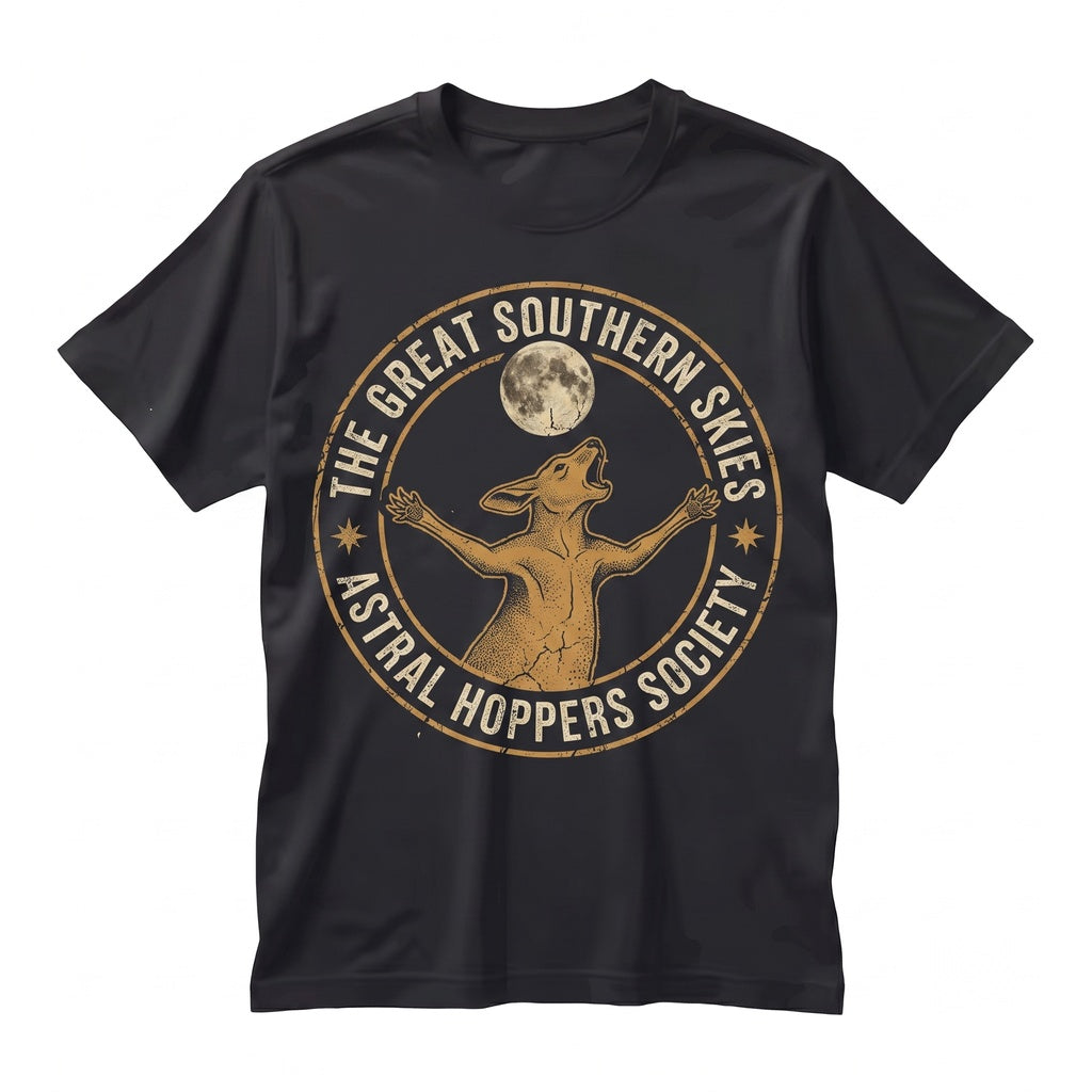 Three Kangaroo Moon Vintage Graphic Retro Australian Wildlife Nature Cute Animal Unisex TShirt