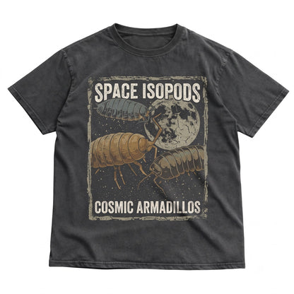 Three Isopod Moon Graphic, Funny 90s Vintage Aesthetic Retro Pill Bug Woodlouse Top, Ironic Parody Gift, Roly Poly Unisex TShirt