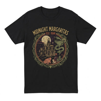 Midnight Margaritas Vintage Witchy Cocktail Gothic Victorian House Halloween Apparel Unisex TShirt