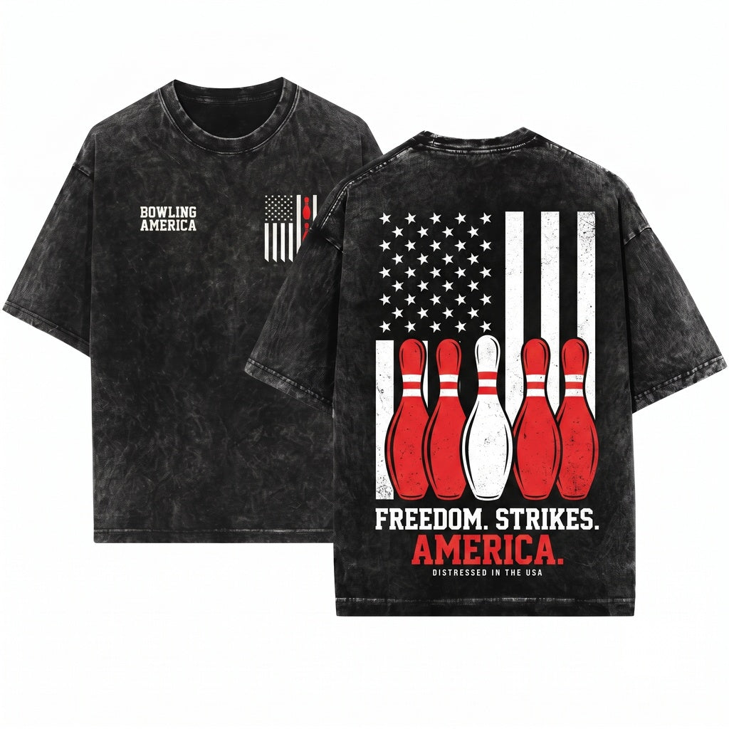 Patriotic USA Flag Bowling League Player Dad Grandpa Gift Unisex Wash T-Shirt