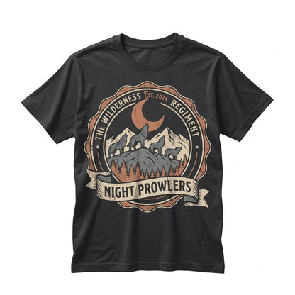 Vintage Wolf Mountain Graphic, Orange Moon Dark Nature Wildlife Gift, Outdoor Adventure Unisex TShirt