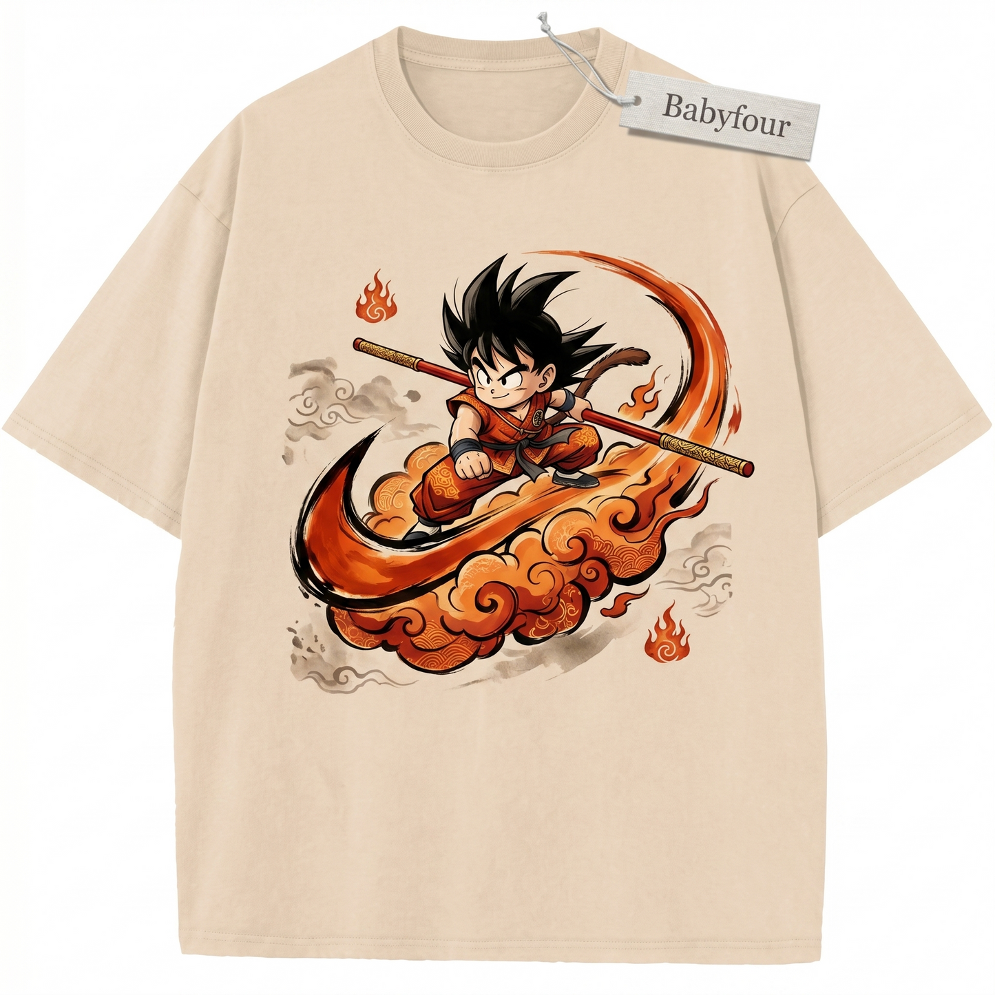 Anime Saiyan Warrior Flying Cloud Vintage Graphic Unisex T-shirt