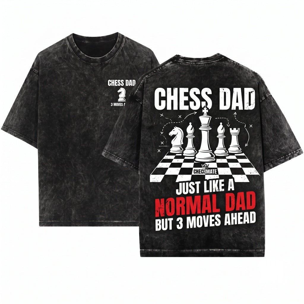 Cool Chess Dad Pieces Game Player Lover Funny Gift Club Team Member Match Unisex Wash T-Shirt