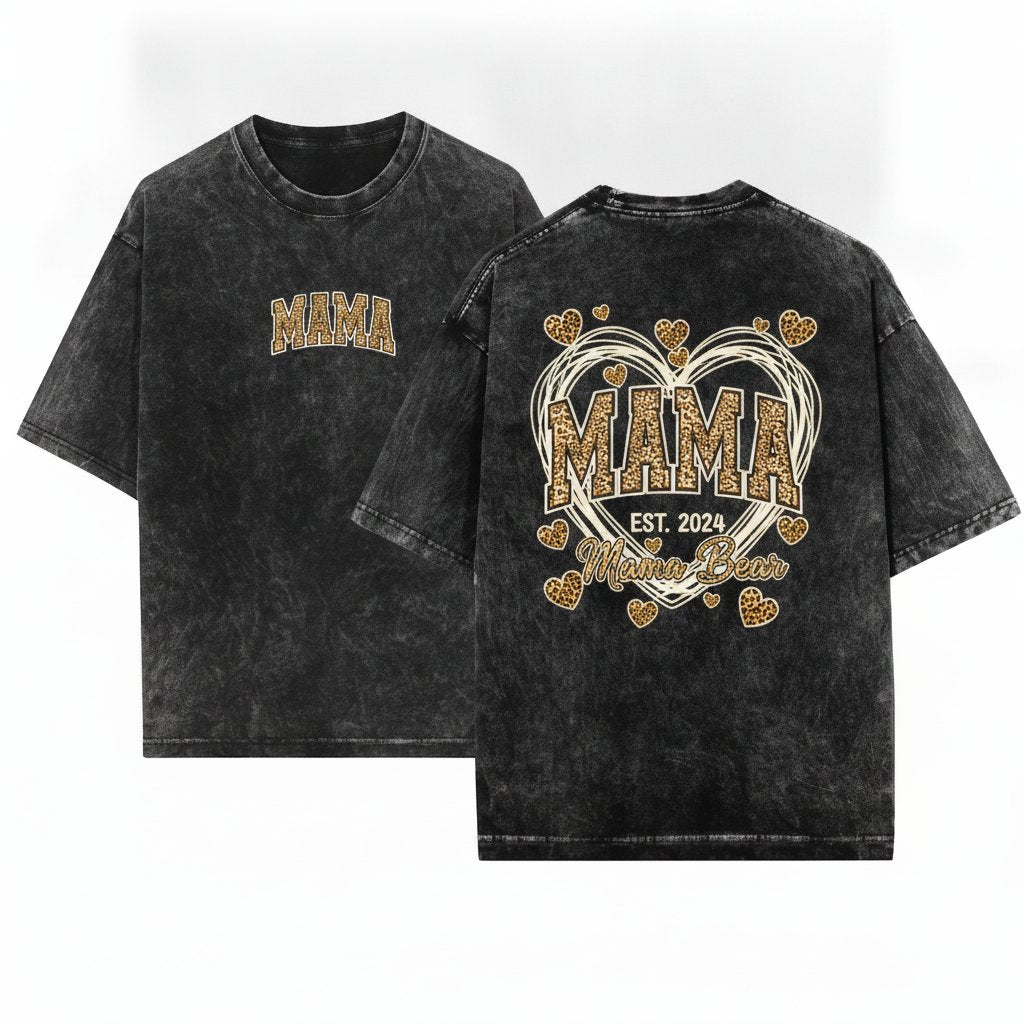Leopard Mama Mothers Day Retro Gift Unisex Wash T-Shirt