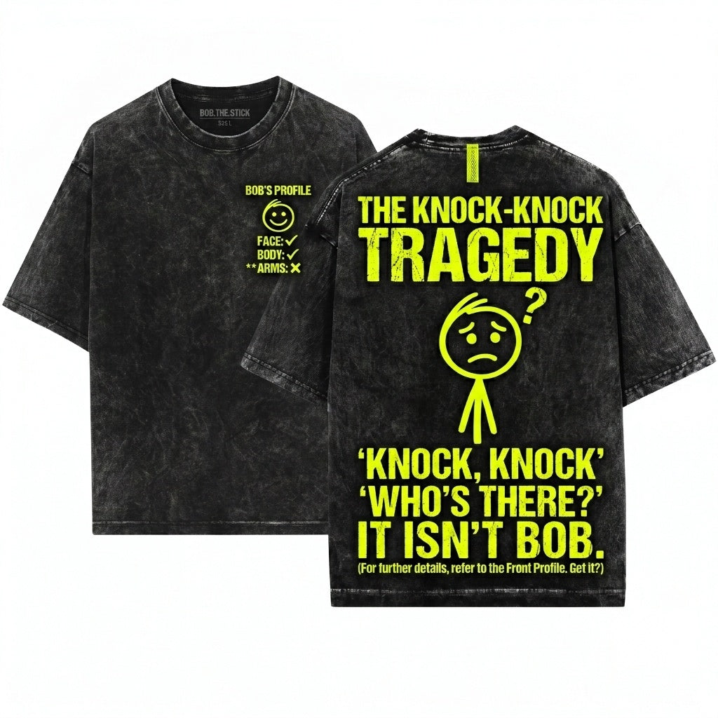 Men Sarcastic This Is Bob Stick Figure Meme Novelty Humor Present for Guy Brother Friend Teen Unisex Wash T-Shirt
