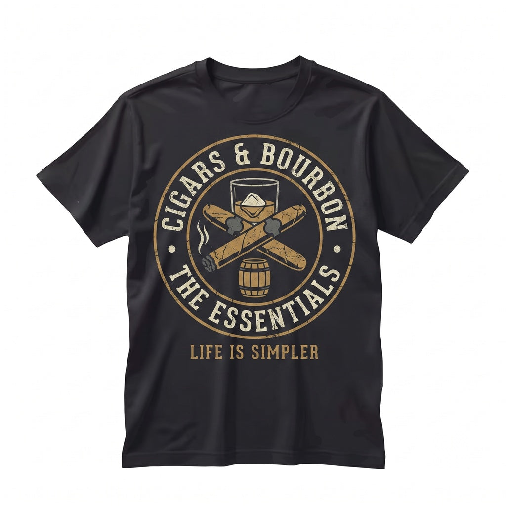 Funny Cigar Bourbon Graphic Fathers Day Birthday Gift For Men, Husband Whiskey Apparel Unisex TShirt