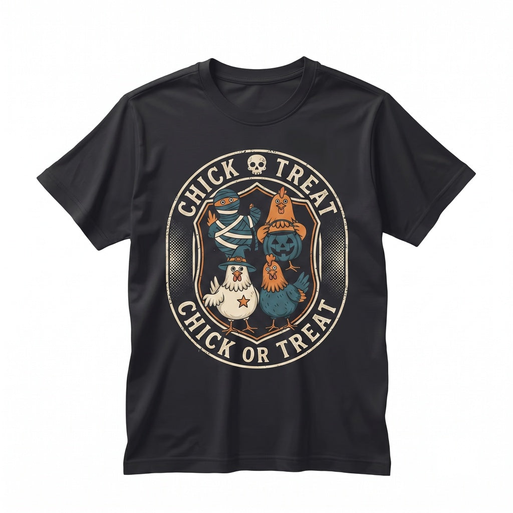 Funny Chick or Treat Halloween Chicken Cute Pumpkin Graphic Fall Apparel Unisex TShirt