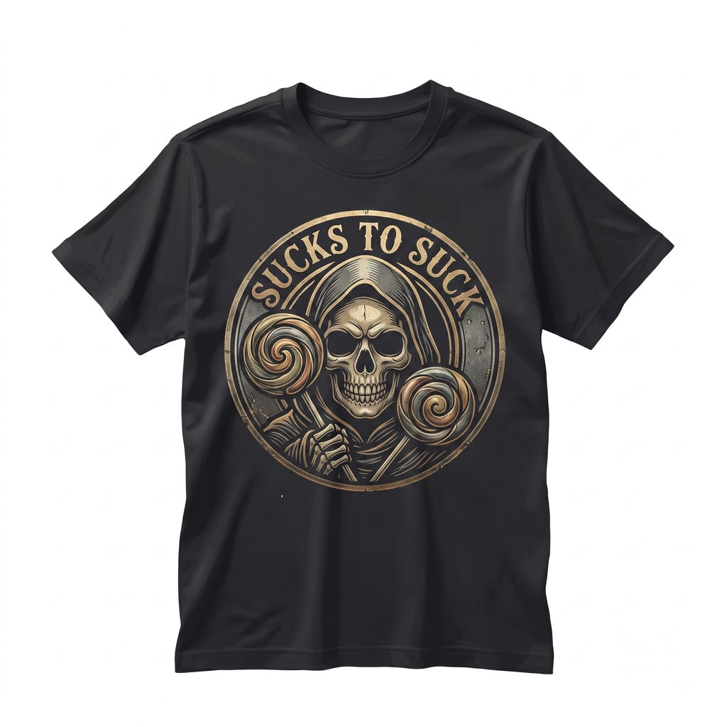 Sucks To Suck Sarcastic Snarky Grim Reaper Spooky Candy Funny Sassy Graphic Unisex TShirt
