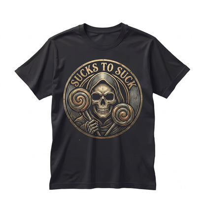 Sucks To Suck Sarcastic Snarky Grim Reaper Spooky Candy Funny Sassy Graphic Unisex TShirt