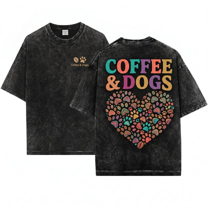 Coffee Dog Lover Cute Puppy Pet Owner Morning Gift Graphic Unisex Wash T-Shirt