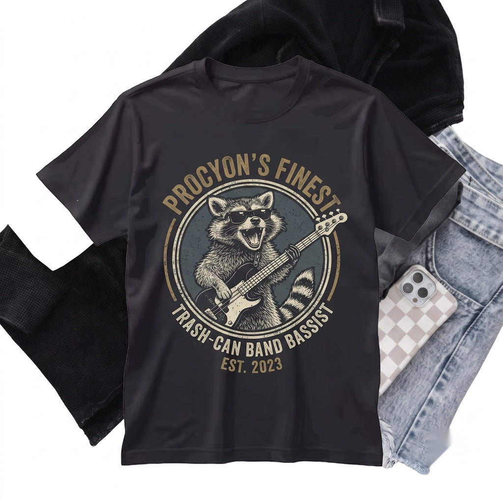 Vintage Raccoon Playing Guitar Graphic Funny Rock Music Lover Dad Mom Gift Apparel Unisex TShirt