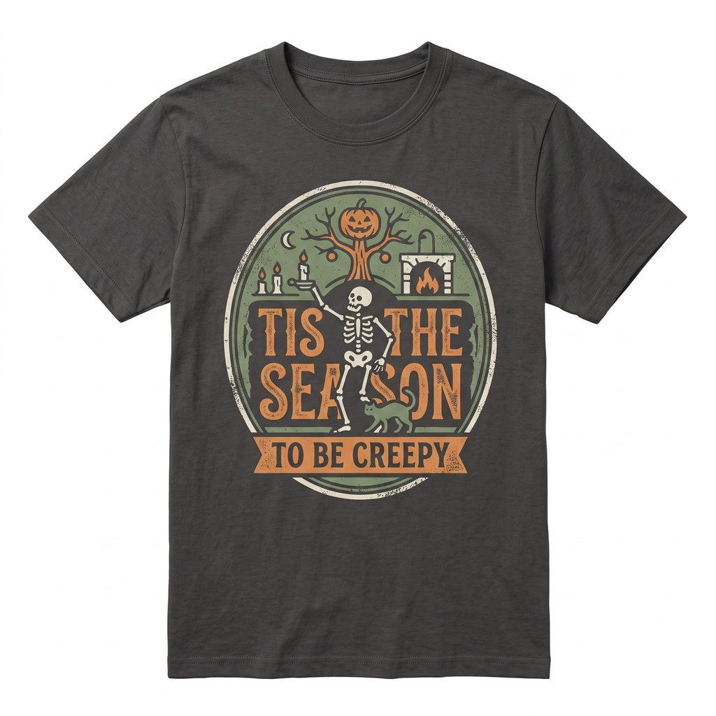 Tis The Season To Be Creepy Retro Ghost Witch Vintage Fall Graphic Unisex TShirt