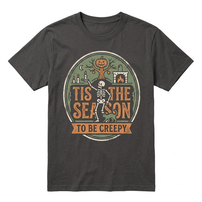 Tis The Season To Be Creepy Retro Ghost Witch Vintage Fall Graphic Unisex TShirt