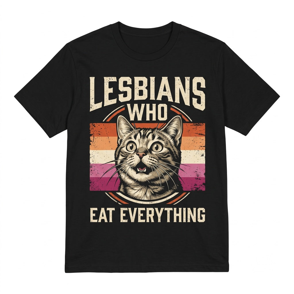 Vintage Lesbians Eat What Retro Graphic Gag Gift For Women Men Unisex TShirt