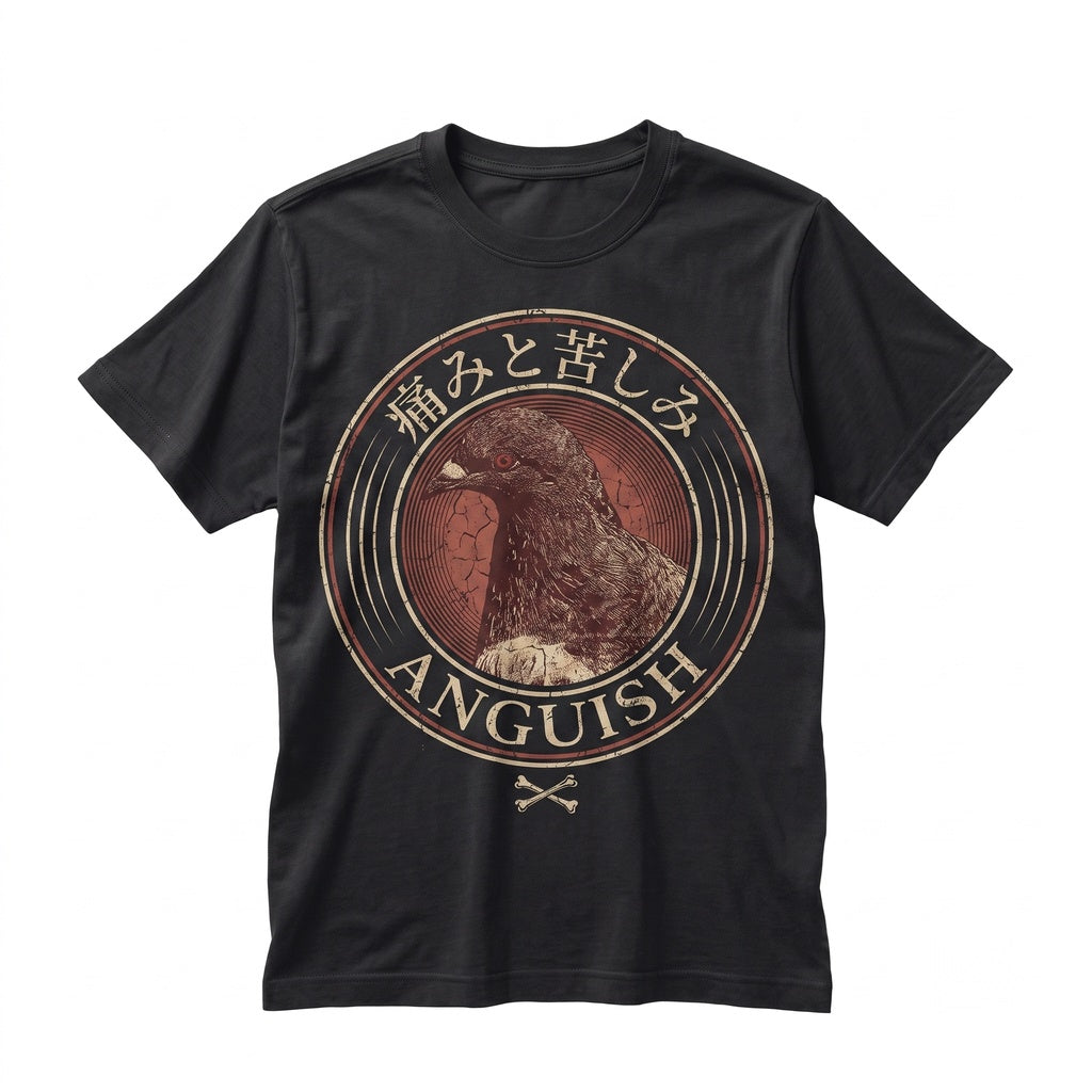 Vintage Japanese Anguish Pigeon Graphic Retro Bird Unisex TShirt