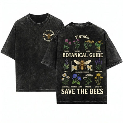 Save Bees Pollinator Herb Garden Floral Plant Lover Gift Unisex Wash T-Shirt