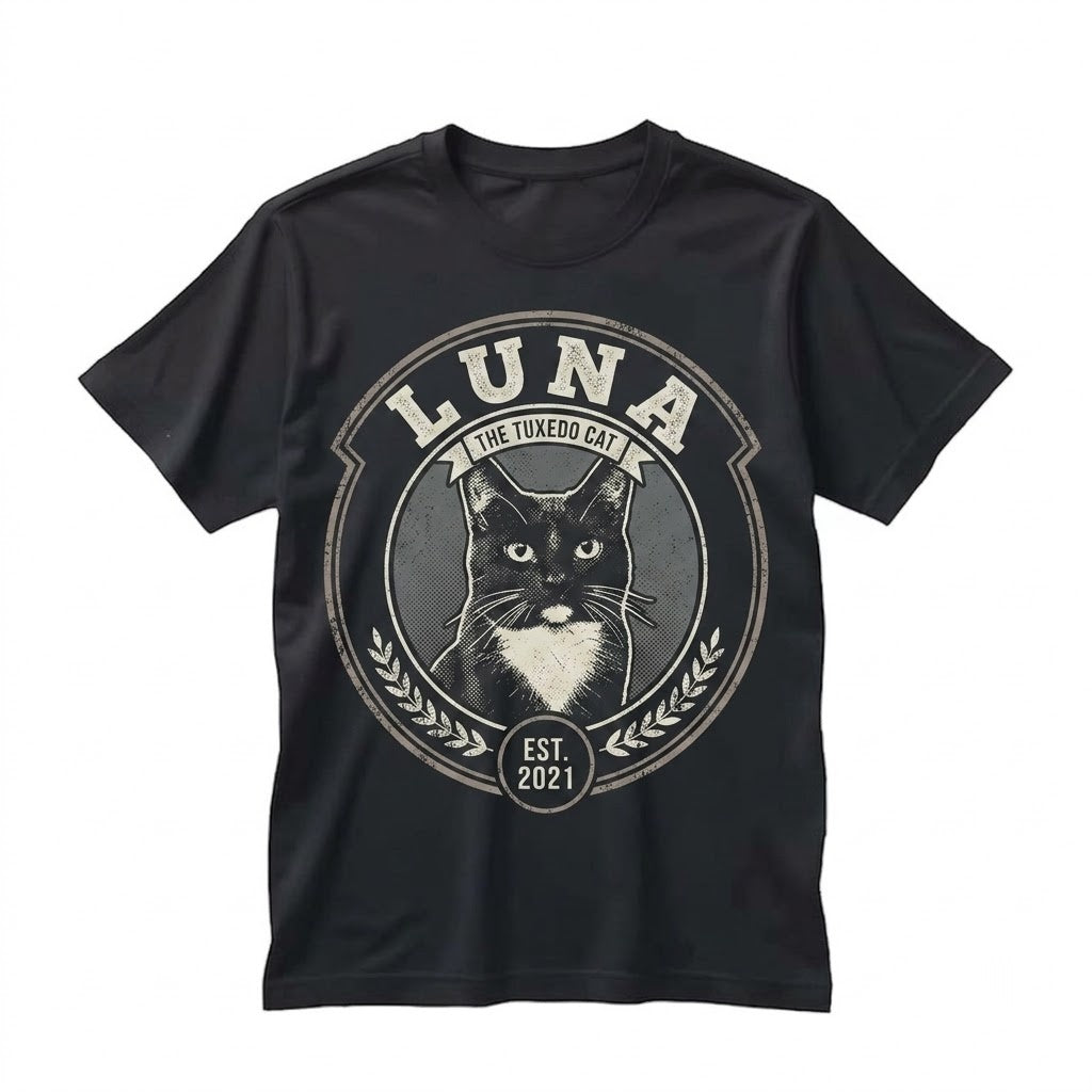 Customized Dog Vintage Photo Graphic Cat Lover Mom Dad Owner Gift Unisex TShirt