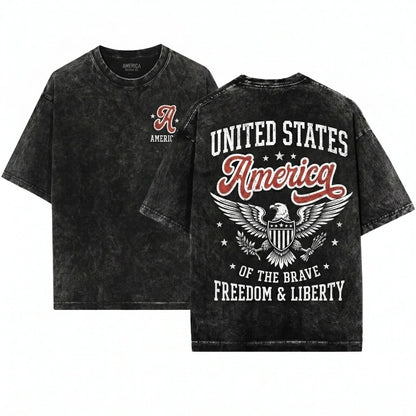 Retro Patriotic USA America 4th of July Red White Varsity Unisex Wash T-Shirt