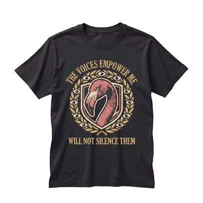The Voices Empower Me Flamingo Vintage Japanese Graphic Retro Cotton Top Unisex TShirt