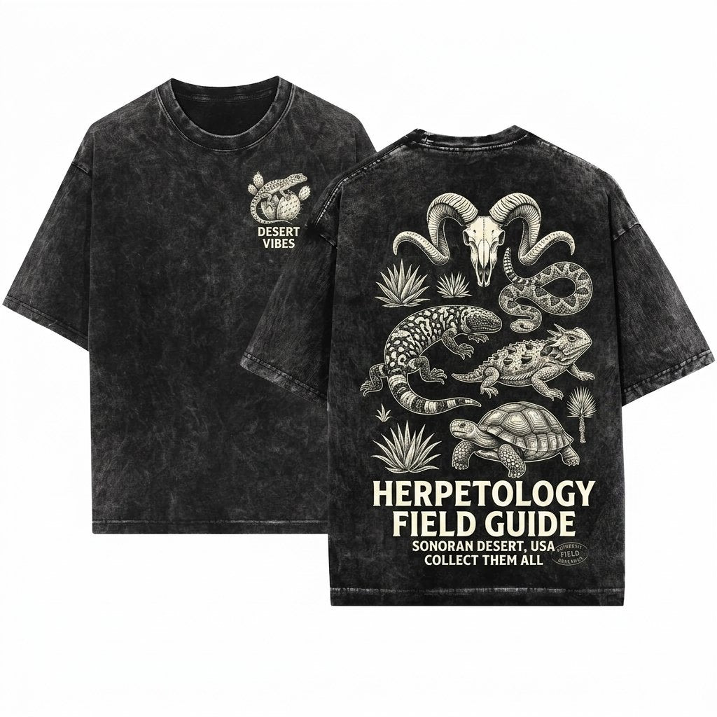 Reptile Vintage Line Art Snake Lizard Turtle Chameleon Graphic Herpetology Nature 90s Style Animal Top Unisex Wash T-Shirt