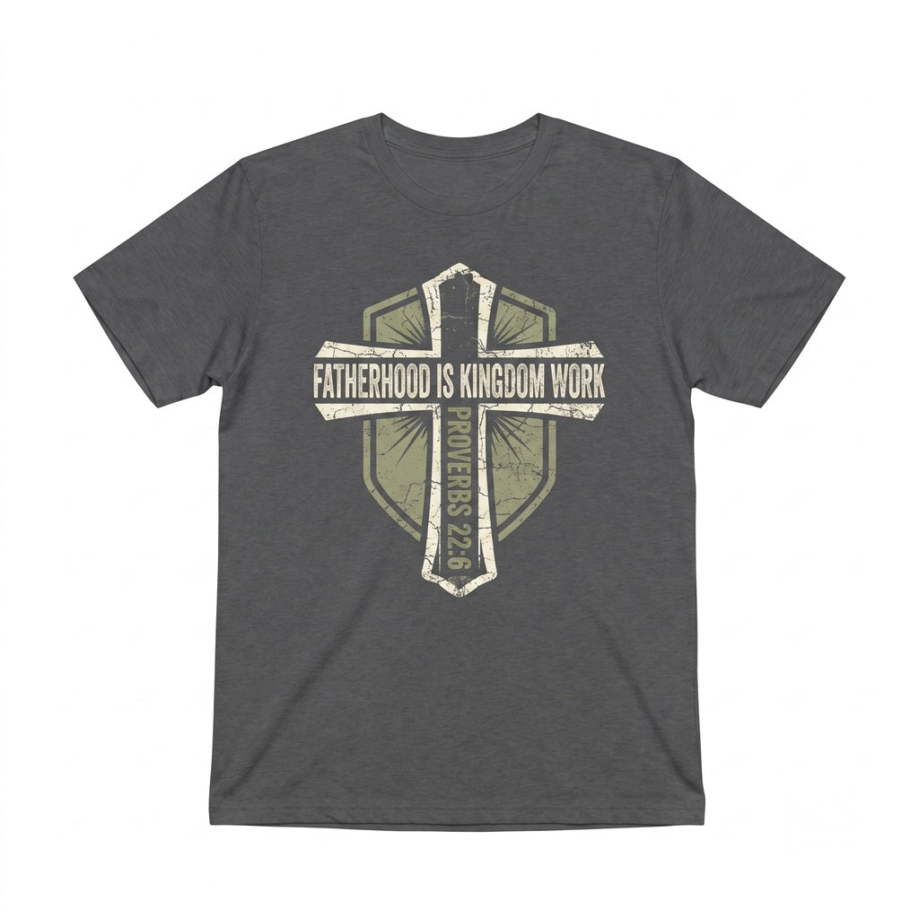 Fatherhood Is Kingdom Work Proverbs 226 Christian Dad Faith Based Fathers Day Gift Minimalist Bible Verse Unisex TShirt