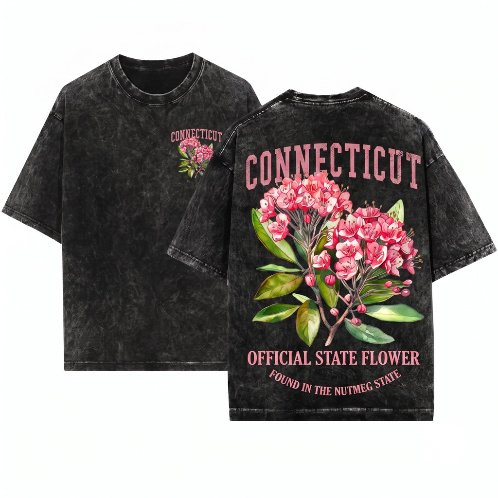 Connecticut State Flower Botanical Gardening Travel Gift Mother Girlfriend Unisex Wash T-Shirt