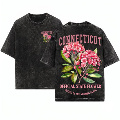 Connecticut State Flower Botanical Gardening Travel Gift Mother Girlfriend Unisex Wash T-Shirt