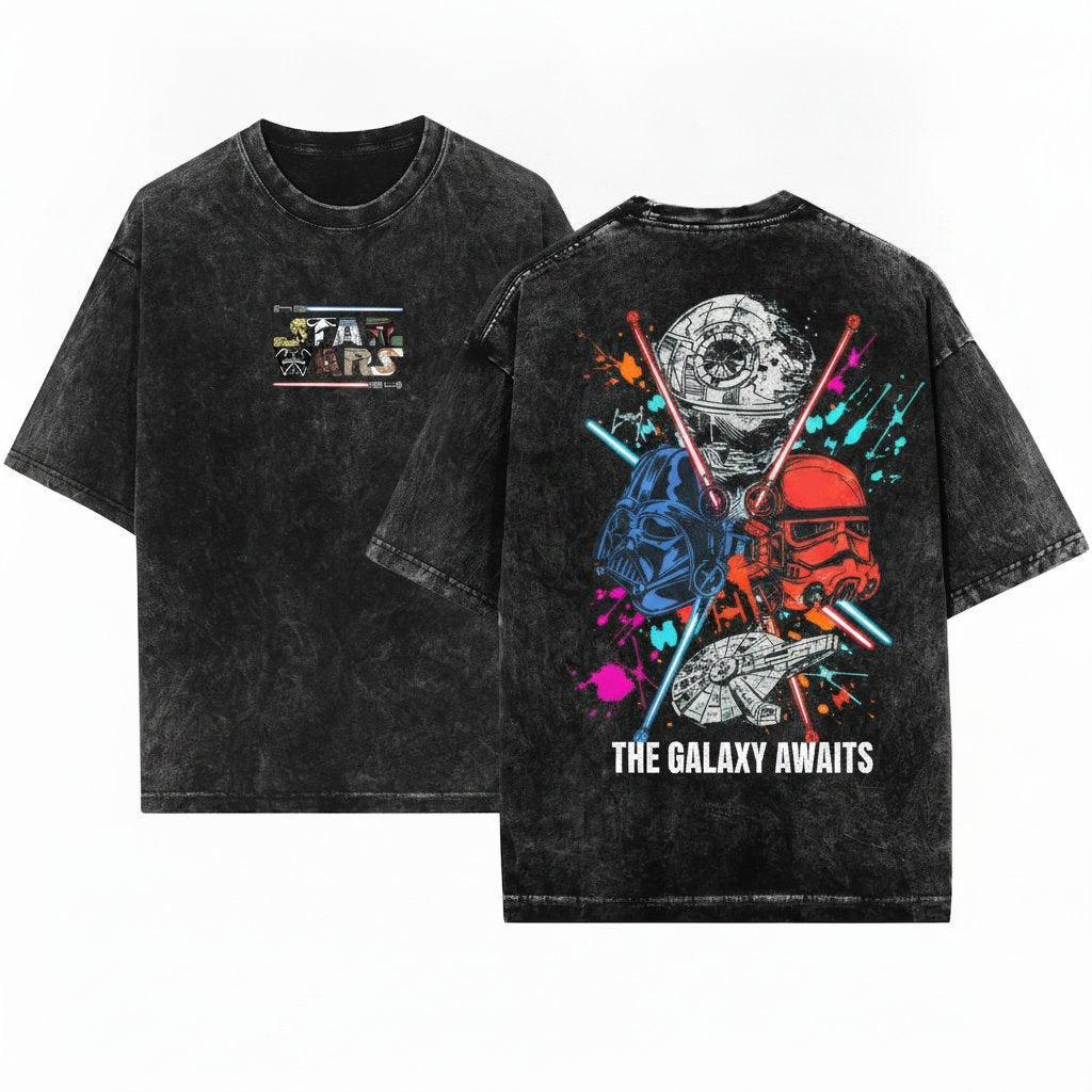 Comfort Colors Darth Vader Galaxy Two Sided Retro Star Wars Unisex Wash T-Shirt
