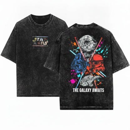 Comfort Colors Darth Vader Galaxy Two Sided Retro Star Wars Unisex Wash T-Shirt
