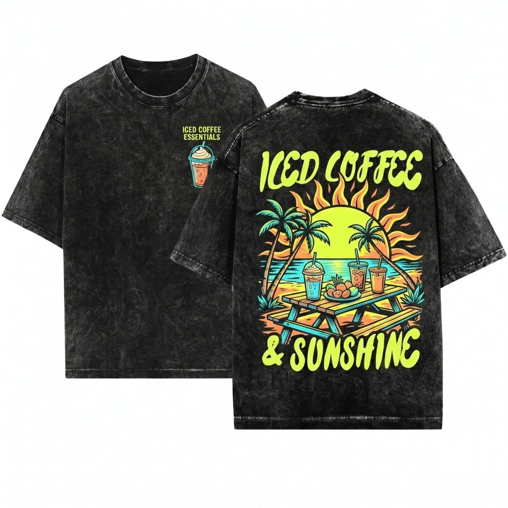 Iced Coffee Sunshine Summer Vibes Club Lover Gift Unisex Wash T-Shirt