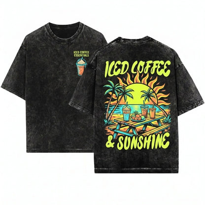 Iced Coffee Sunshine Summer Vibes Club Lover Gift Unisex Wash T-Shirt