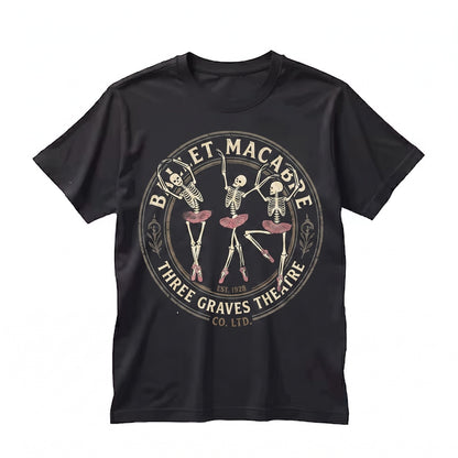 Ballerina Skeleton Dance Ballet Ghost Graphic Spooky Season Happy Halloween Unisex TShirt