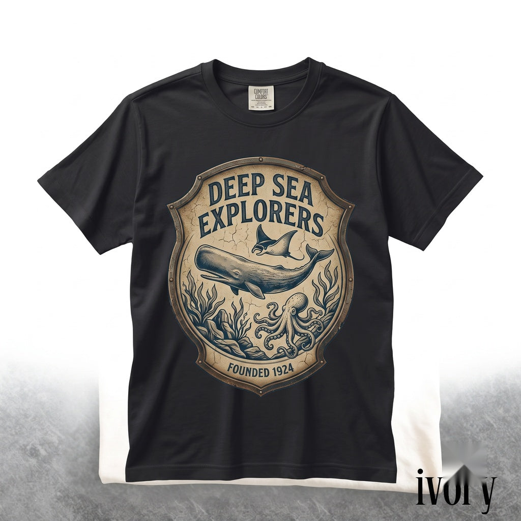 Retro Ocean Creature Collage Graphic Vintage Marine Wildlife Nature Sea Life Beach Gift Unisex TShirt