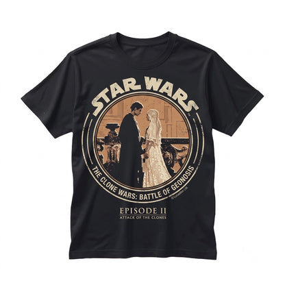 Oversized Anakin Skywalker Padme Amidala Attack of The Clones Vintage Sci-Fi Romance Graphic Apparel Unisex TShirt