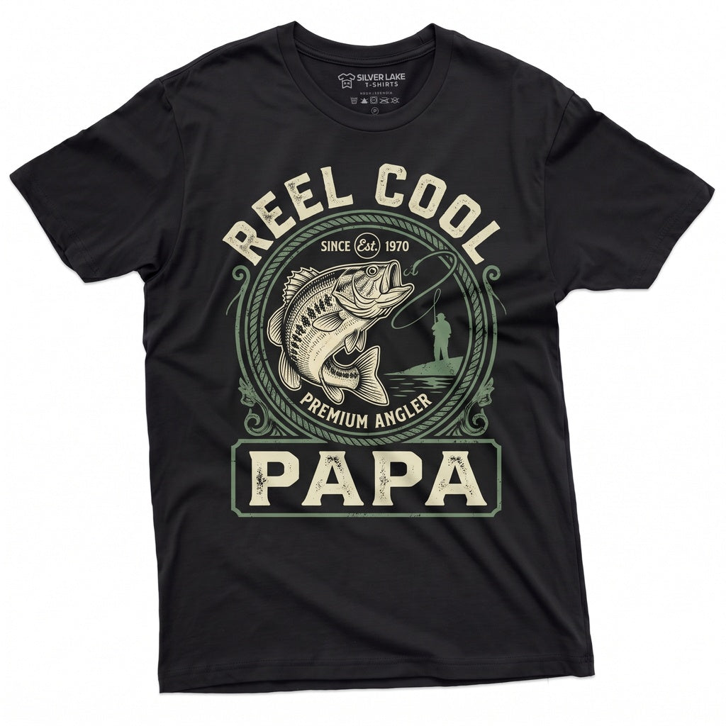 Papa Reel Cool Fishing Fisherman Gift Fathers Day Birthday Lover Unisex TShirt