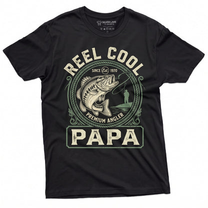 Papa Reel Cool Fishing Fisherman Gift Fathers Day Birthday Lover Unisex TShirt