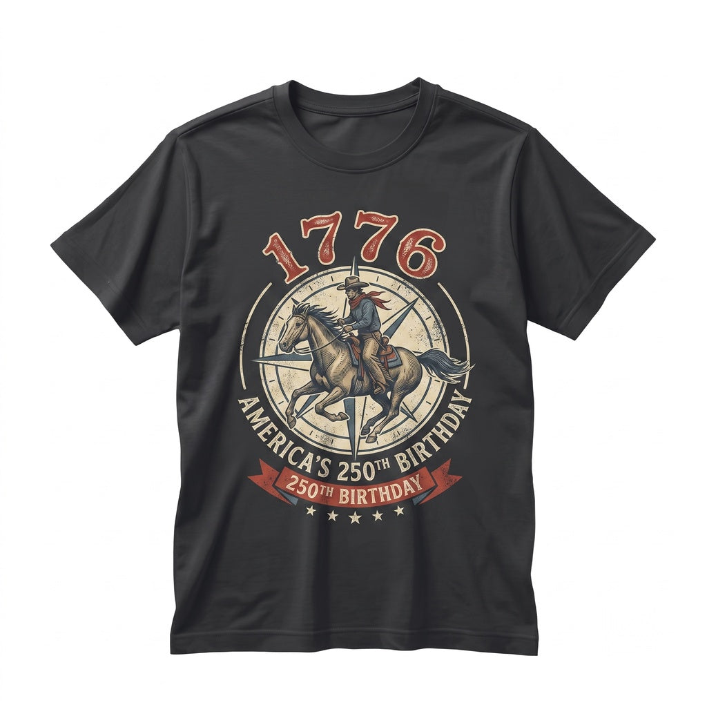 America 250th Anniversary Cowboy Freedom Graphic Western Patriotic Celebration July 4th Gift Unisex TShirt