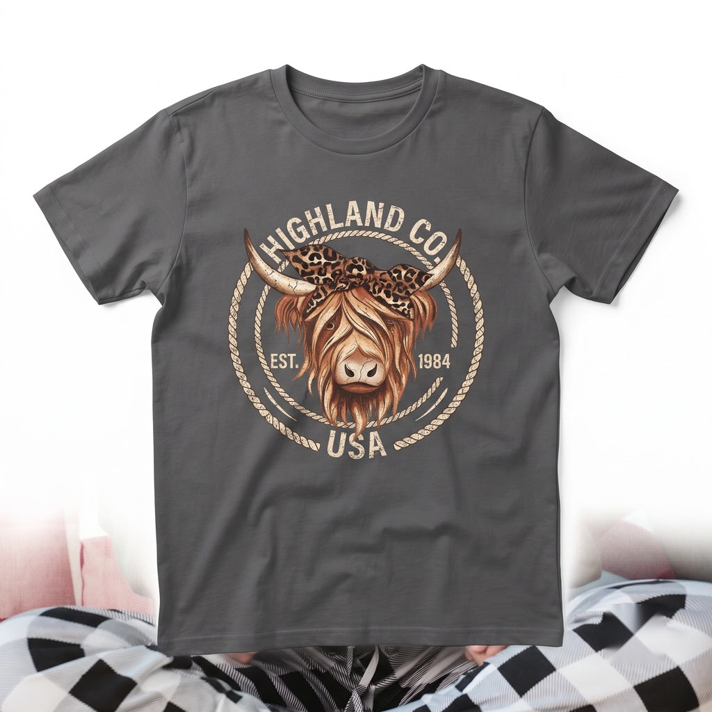 Highland Cow Sweatshirt Leopard Boho Farm Animal Unisex TShirt