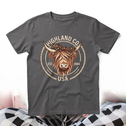 Highland Cow Sweatshirt Leopard Boho Farm Animal Unisex TShirt