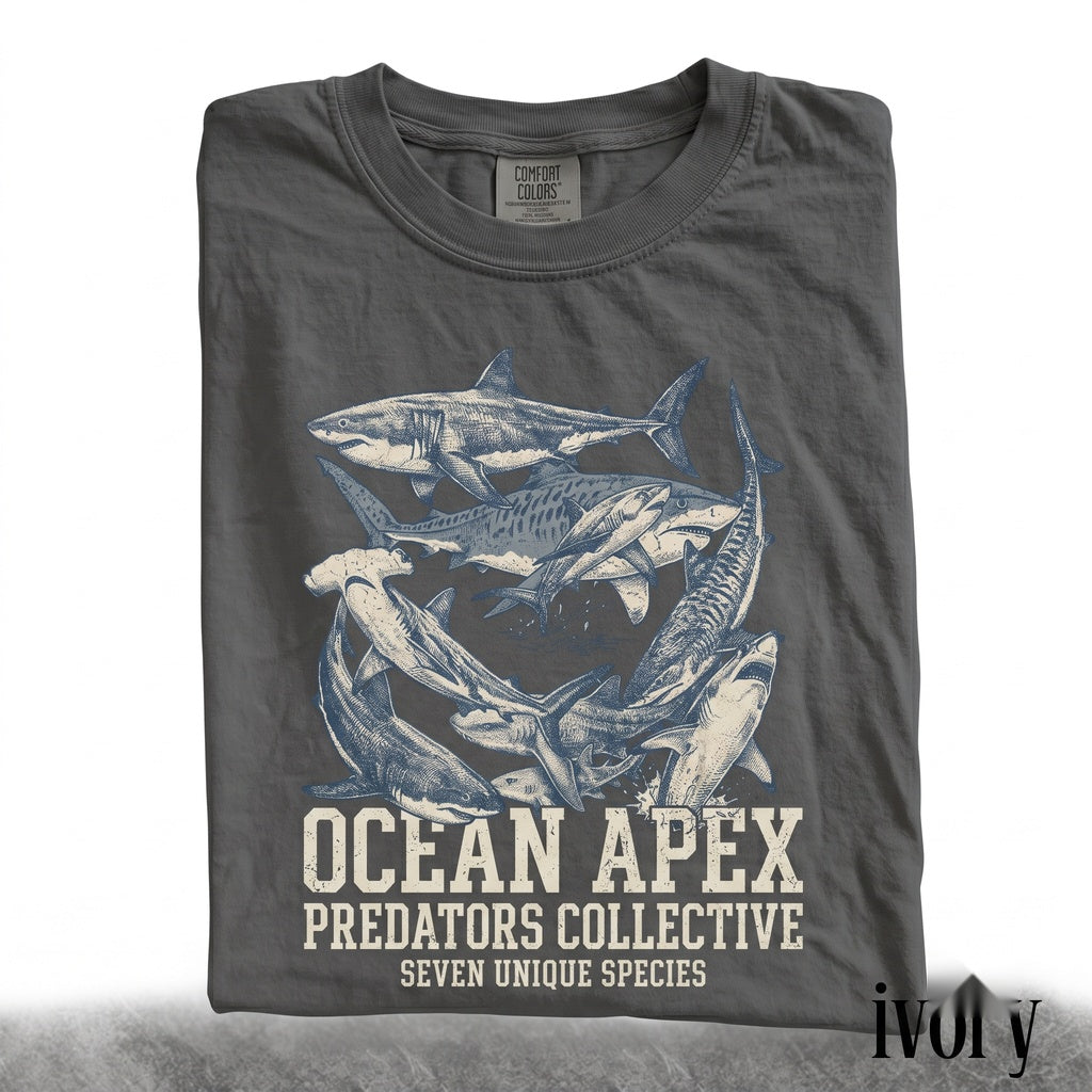 Vintage Shark Graphic Ocean Predator Marine Life Sea Animal Aesthetic Gift Unisex TShirt